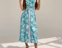 Сукня міді з чашечками в квітковий принт  | PUSHKA SHOP