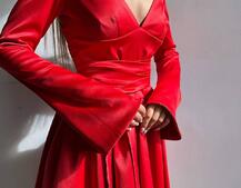 Атласна корсетна сукня  з пишною спідницею та зав‘язками на талії | PUSHKA SHOP