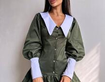 Котонова сукня з рюшами на гудзиках зі шнурівкою на спинці Котонова сукня з рюшами на гудзиках зі шнурівкою на спинці | PUSHKA SHOP