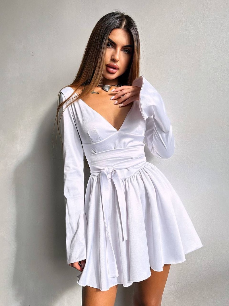 Атласна корсетна сукня  з пишною спідницею та зав‘язками на талії Атласна корсетна сукня  з пишною спідницею та зав‘язками на талії | PUSHKA SHOP