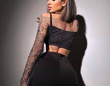 Комплект: топ + штани із сіткою зі стразами  Комплект: топ + штани із сіткою зі стразами  | PUSHKA SHOP
