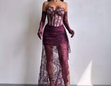 Корсетна сукня максі з рукавичками  | PUSHKA SHOP
