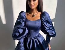 Сукня з обʼємними рукавами та спідницею балоном  Сукня з обʼємними рукавами та спідницею балоном  | PUSHKA SHOP