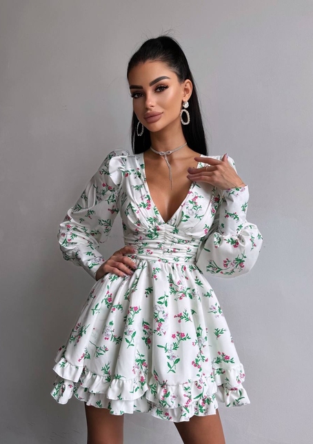 Сукня міні з пишною спідницею та драпіруванням на талії | PUSHKA SHOP