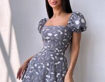 Сукня- міні у квітковий принт зі шнурівкою на спинці  Сукня- міні у квітковий принт зі шнурівкою на спинці  | PUSHKA SHOP