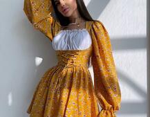 Квіткова сукня,декорована мереживом. Квіткова сукня,декорована мереживом. | PUSHKA SHOP