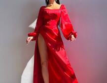 Атласний комплект: корсет + спідниця максі з драпіруванням Атласний комплект: корсет + спідниця максі з драпіруванням | PUSHKA SHOP