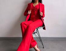 Костюм: піджак на підкладці, штани кльош+ жилет  Костюм: піджак на підкладці, штани кльош+ жилет  | PUSHKA SHOP