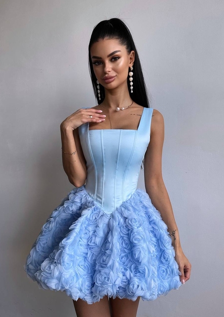 Розкішна сукня міні з пишною спідницею з 3D-троянд  | PUSHKA SHOP