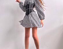 Сукня міні в квітковий принт + прозорий корсет  | PUSHKA SHOP