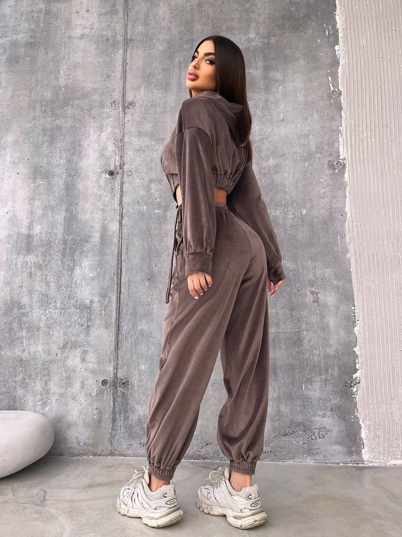 Велюровий комплект: кофта з корсетними елементами + джогери з імітацією трусиків | PUSHKA SHOP