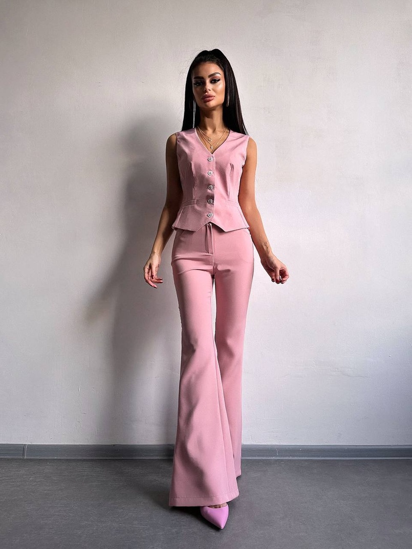 Костюм: піджак на підкладці, штани кльош+ жилет  Костюм: піджак на підкладці, штани кльош+ жилет  | PUSHKA SHOP