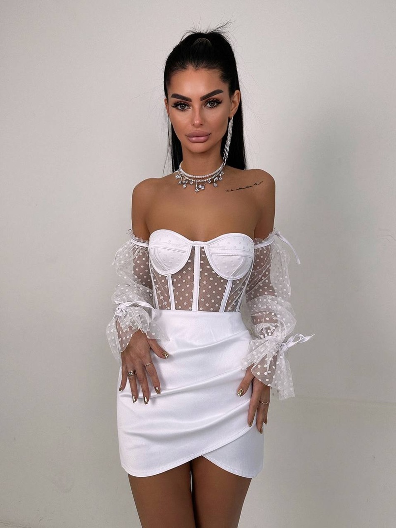 Улюблений комплект в новому виконанні: корсет бюстьє з об’ємними рукавами + спідниця міні | PUSHKA SHOP