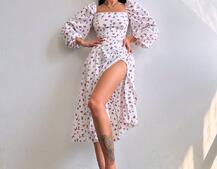 Сукня -міді зі шнурівкою на спинці та розрізом на ніжці Сукня -міді зі шнурівкою на спинці та розрізом на ніжці | PUSHKA SHOP