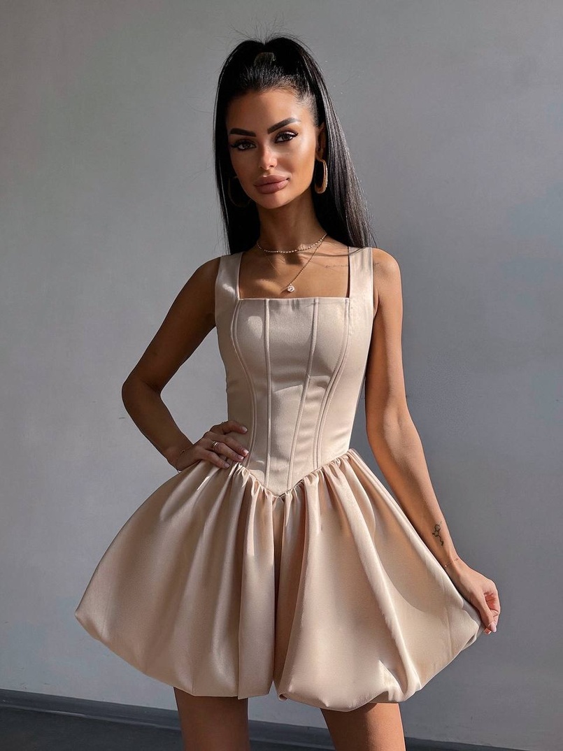 Атласна корсетна сукня міні  | PUSHKA SHOP