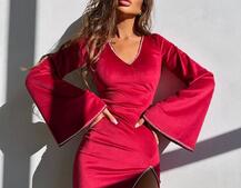 Оксамитова сукня міді з розкльошеними рукавами декорована стразами  Оксамитова сукня міді з розкльошеними рукавами декорована стразами  | PUSHKA SHOP