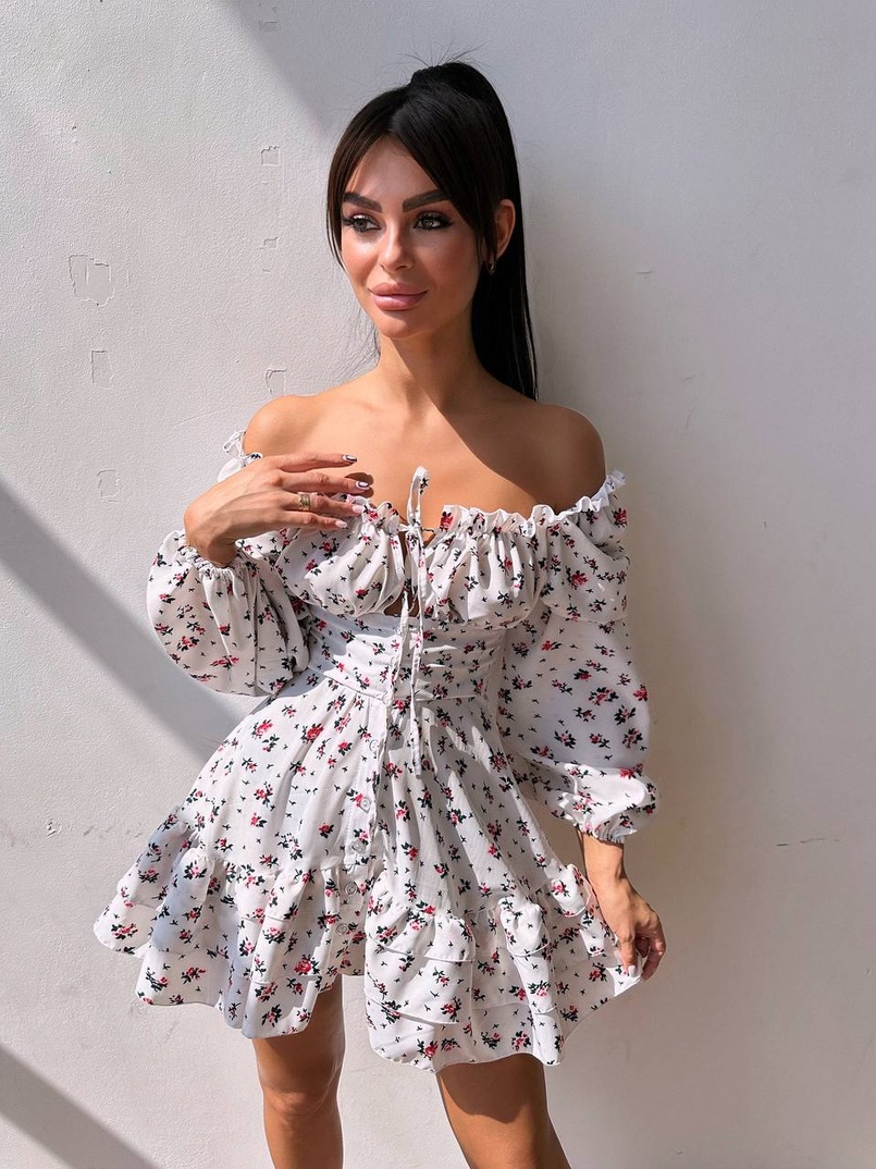 Сукня з квітковим принтом з воланами на ґудзиках  Сукня з квітковим принтом з воланами на ґудзиках  | PUSHKA SHOP