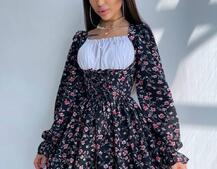 Квіткова сукня,декорована мереживом. Квіткова сукня,декорована мереживом. | PUSHKA SHOP