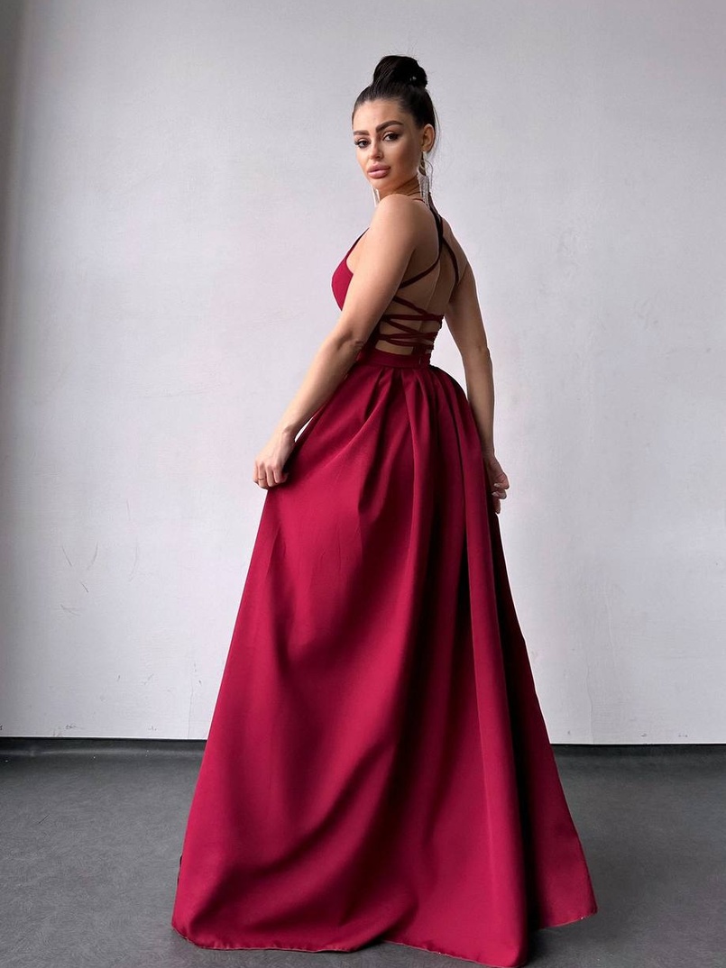 Сукня максі  зі шнурівкою на спинці Сукня максі  зі шнурівкою на спинці | PUSHKA SHOP