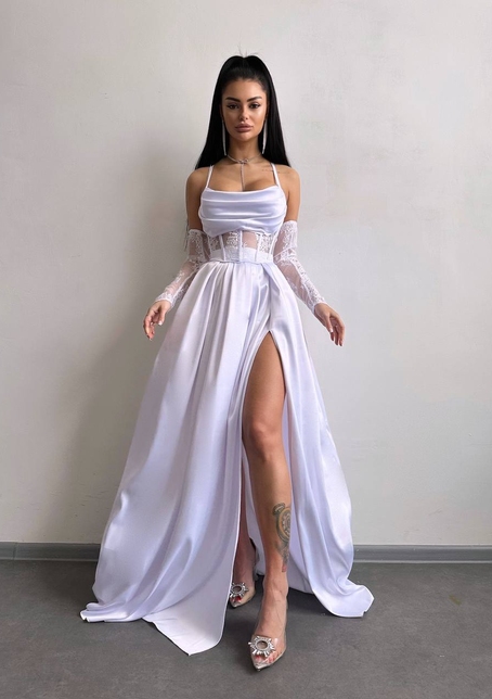 Атласний комплект: корсет + спідниця максі  | PUSHKA SHOP