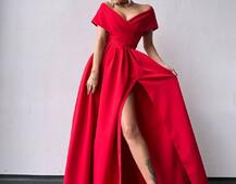 Сукня максі  з відкритими плечима та розрізом на спідниці | PUSHKA SHOP