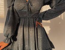 Блискуча сукня з оборками та чашками з ефектом push up Блискуча сукня з оборками та чашками з ефектом push up | PUSHKA SHOP