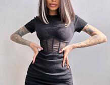 Сукня-міні  з елементами корсету  Довжину спідниці можна регулювати  | PUSHKA SHOP