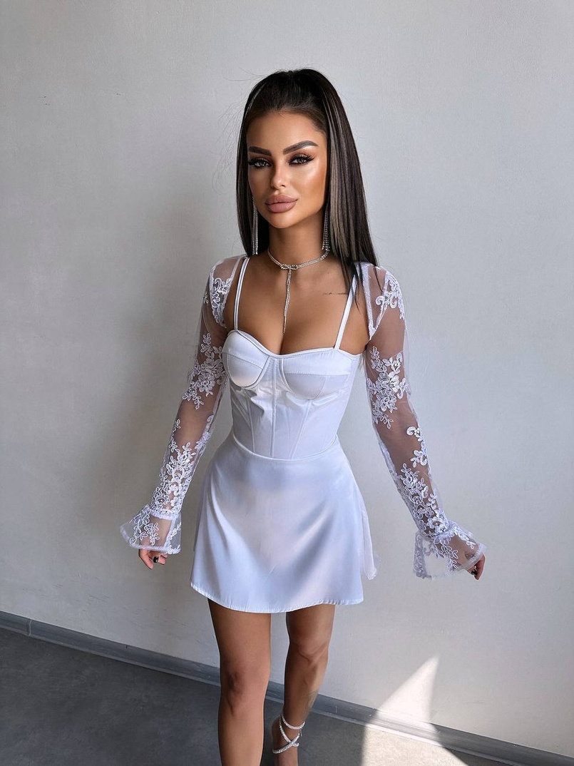 Атласна корсетна сукня-бюстьє + мереживне болеро Атласна корсетна сукня-бюстьє + мереживне болеро | PUSHKA SHOP