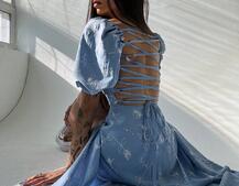 Платье миди со шнуровкой на спинке  | PUSHKA SHOP