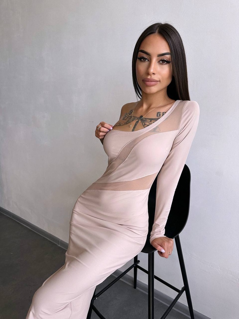 Сукня міді  із вставками сітки  Сукня міді  із вставками сітки  | PUSHKA SHOP