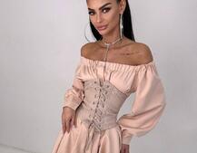 Приталена сорочка на плічках+  мереживний корсет Приталена сорочка на плічках+  мереживний корсет | PUSHKA SHOP