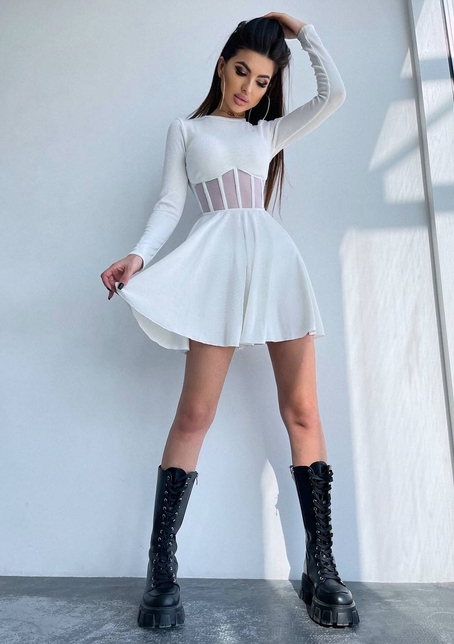 Приталена сукня з корсетною вставкою та спідницею-сонцем | PUSHKA SHOP