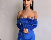 Оксамитова сукня максі декорована стразами  Ручна робота  | PUSHKA SHOP