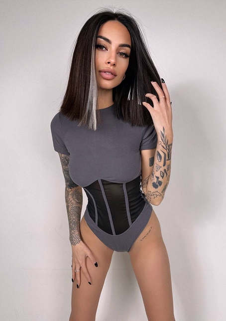 Трикотажне боді з сітчастою вставкою | PUSHKA SHOP