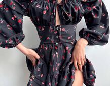 Сукня з квітковим принтом з воланами на ґудзиках  Сукня з квітковим принтом з воланами на ґудзиках  | PUSHKA SHOP