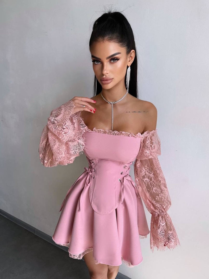 Сукня з корсетом декорована мереживом  Сукня з корсетом декорована мереживом  | PUSHKA SHOP