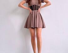 Сукня-міні  з елементами корсету  та спідницею солнцем Сукня-міні  з елементами корсету  та спідницею солнцем | PUSHKA SHOP