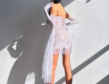 Сукня міні зі шлейфом та рукавичками Сукня міні зі шлейфом та рукавичками | PUSHKA SHOP