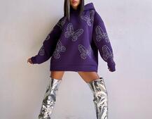 Трендове худі over size із сяючими стразами  | PUSHKA SHOP