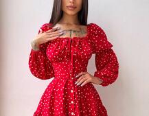 Сукня в горошок на ґудзиках з воланами  Сукня в горошок на ґудзиках з воланами  | PUSHKA SHOP