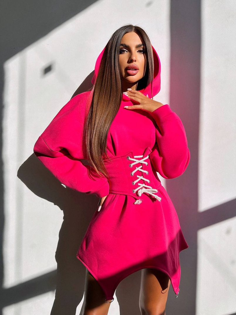 Тепле приталене худі з капюшоном на флісі + корсет на шнурівці Можна носити з корсетом та без Тепле приталене худі з капюшоном на флісі + корсет на шнурівці Можна носити з корсетом та без | PUSHKA SHOP