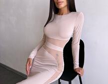 Сукня міді  із вставками сітки  Сукня міді  із вставками сітки  | PUSHKA SHOP