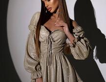 Блискуча сукня з чашечками та пишною спідницею Блискуча сукня з чашечками та пишною спідницею | PUSHKA SHOP