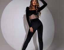 Комбінезон, декорований сіткою із стразами  | PUSHKA SHOP