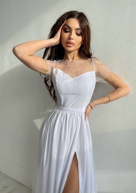 Платье-макси из сетки   с блестками  | PUSHKA SHOP