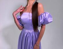 Атласное платье макси с объемными рукавами   Атласное платье макси с объемными рукавами   | PUSHKA SHOP