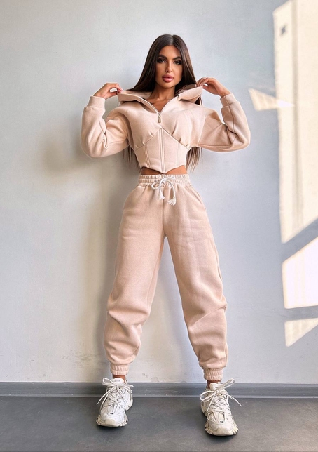 Комплект на флісі : худі з елементами корсету + штани  | PUSHKA SHOP