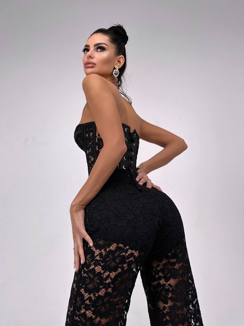 Комплект: мереживний корсет бюстьє + штани + піджак  Комплект: мереживний корсет бюстьє + штани + піджак  | PUSHKA SHOP