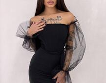 Сукня з корсетними елементами та об'ємними руквами з фатину | PUSHKA SHOP