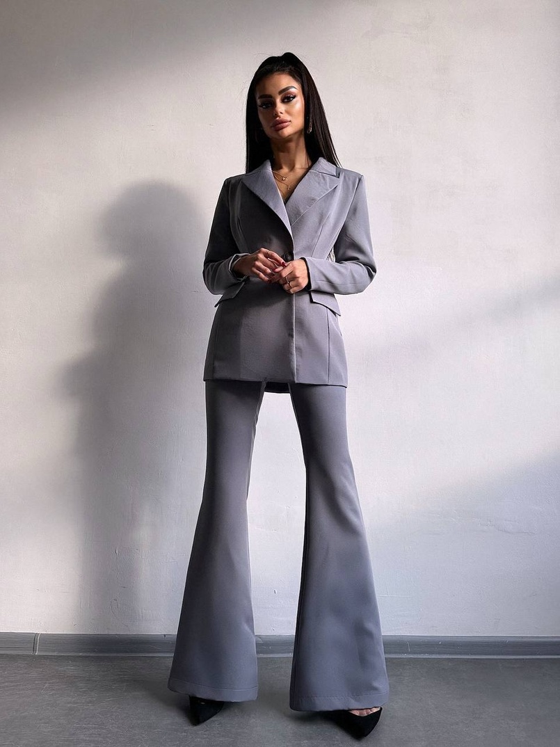 Костюм: піджак на підкладці, штани кльош+ жилет  Костюм: піджак на підкладці, штани кльош+ жилет  | PUSHKA SHOP